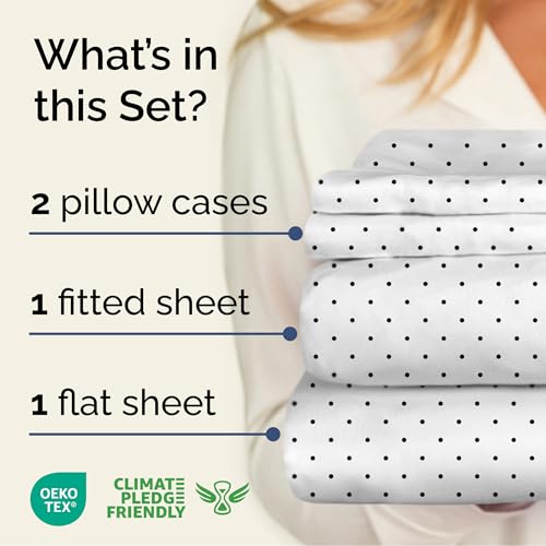 Image of Full 4 Piece Luxury Striped Sheet Set - Soft, Breathable & Cooling - Dots