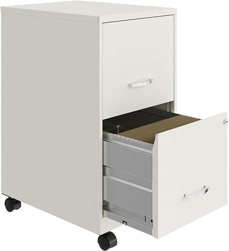 Miniatura 4 de Archivador vertical móvil de metal moderno inteligente de 18" con 2 cajones en blanco