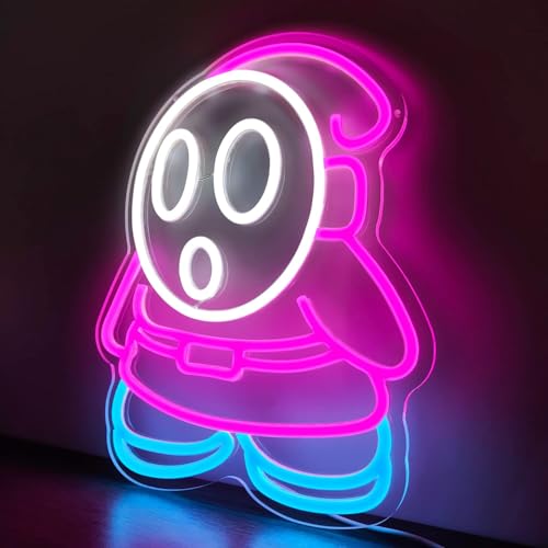 Image of Cheunyar Shy Guy Neon Sign from Gaming Neon Sign Dimmable Ghost Led Neon Light for Bedroom Kids Game Room Man Cave Birthday Halloween Decor Christmas Gift