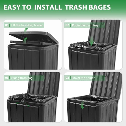 Image of 23 Gallon Outdoor Trash Can Waterproof Resin Garbage Can with Lid Outside Trash Bin for Porch Backyard, Deck, Patio, Kitchen Trash Can