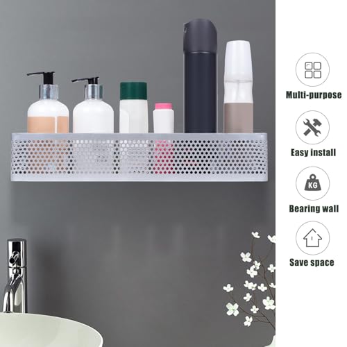 Image of SHIOK DECOR Long Metal Floating Wall Shelf Rack,for Decoration of Wall Living Room, Bedroom & Kitchen,Rack for Showpieces,Planter & Organizing Display Decorative Items - Silver 2 pcs