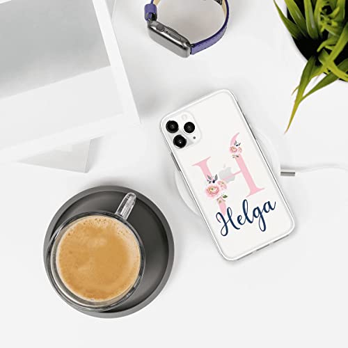 Robertsshop Personalized Flower Initial Name Customized Phone Case Custom Letter Text Gifts Monogram Cover Women Compatible Iphone 6 7 8 Plus Se 2020 X Xs Xr 11 Pro Max 12 Samsung Galaxy, Transparent #TOP6