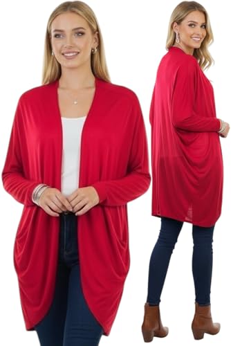 Image of ToBeInStyle Womens Open Front Long Sleeve Lightweight Asymmetrical Draped Cardigan with Side Pockets