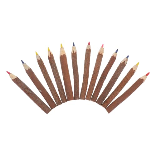 Lápices de colores de madera SECFOU con diseño de ramas, 12 lápices para dibujo escolar