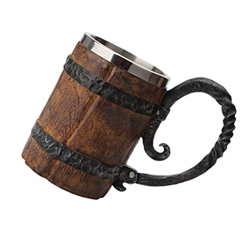 Caneca de cerveja UPKOCH com copo de aço inoxidável vintage barril café bebidas caneca Home Bar Cafe