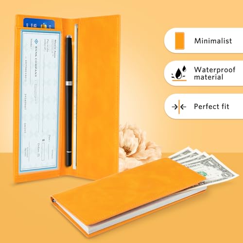 Image of CoBak Checkbook Cover for Women & Men - PU Leather Case with RFID Blocking | Classic Design Check Book Holder for Personal and Business