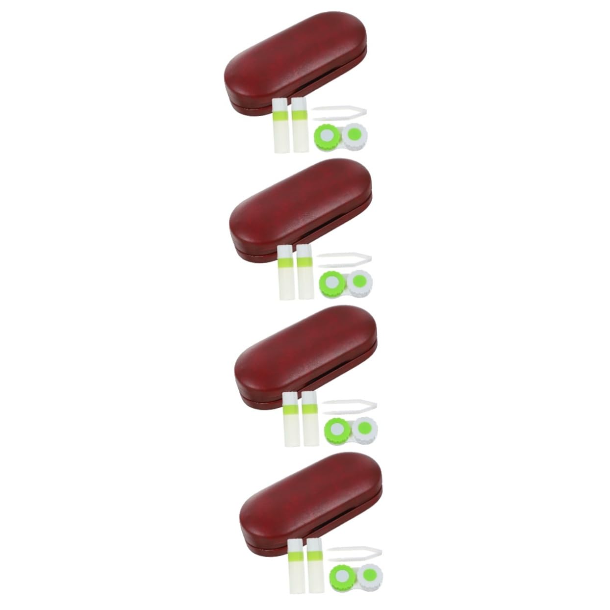4 Sets Brillenetuis Brillenbehälter Linsenhalter Brillentrage Organizer Etuis Empfindliche Kontaktlinsenetuis Doppel Brillenetui Kontaktlinsen Zubehör Pinzette Rotes Feines Vlies