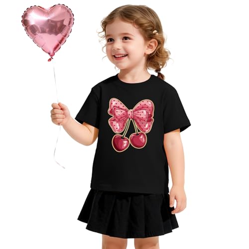 Girls & Boys Heart T-Shirts Love Cute Graphic Short Sleeve Tops for Kids 3-12 Years(Black-B, 4T-5T) — view 3