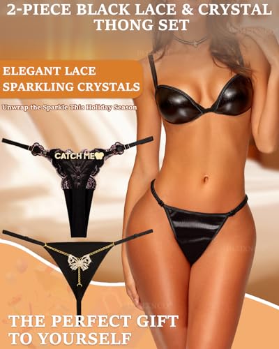 Image of Chain Thong Underwear for Women, Adjustable Rhinestone Panties