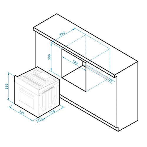 Pyramis schwarzer Edelstahl Einbau Backofen 60 cm mit Grill-Spieß – Bild 5