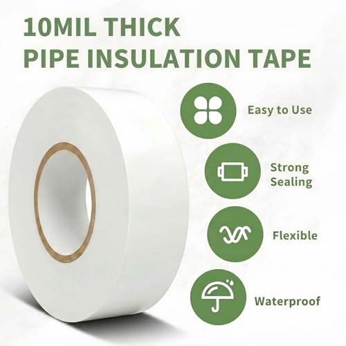 Image of Pipe Wrap Tape 100' Length x 2 inch Width -10 Mil Thick,PVC Corrosion Protection,Width White Insulation Tape for Drain Pipe, Metal & Electrical Piping, Underground Pipe (2 Pack)