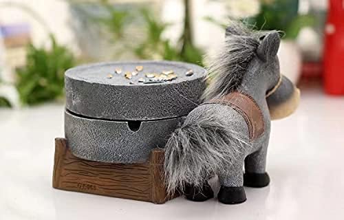 Cute Personality Trend Donkey Cart Creative Ashtray with Cover Home Office Decoration Gift image 4