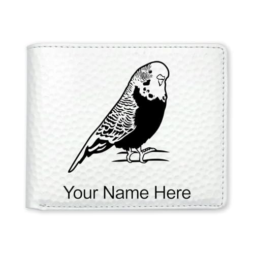 LaserGram Faux Leather Bi-Fold Wallet, Parakeet, Personalized Engraving Included (Golf White)