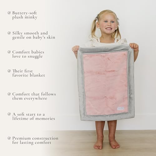 Image of Saranoni Luxury Security Blankets for Babies | Ultra-Soft Lush and Boutique Quality Baby Blanket | Light Pink /Gray, Mini - 15 inch x 20 inch