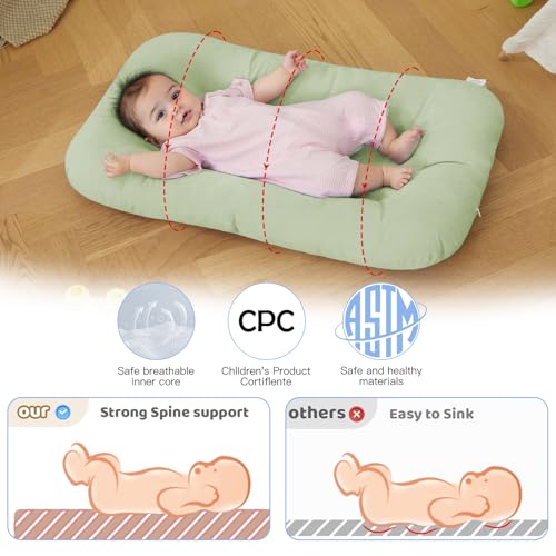 Image of Baby Lounger for Newborn, Bionic Design Baby Lounger, Soft Organic Cotton Breathable Lounger for Infants 0-24 Months (Green)