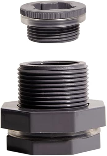 Miniatura 8 de Ququyi Adaptador de conector de tanque de agua de PVC de 2 pulgadas con tapones a granel para barriles de lluvia, acuarios, estanques (juego de 1)