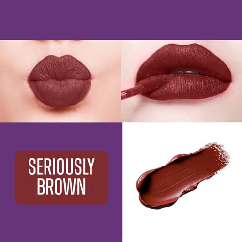 Image of Blue Heaven Ultimatte Whipp Lip Liquid Lipstick Waterproof Infused with Cocoa Butter & Rosehip Oil | Hydrating | Airy Mousse Texture | Soft Matte Finish | Intensely Pigmented | Seriously Brown | 3 ML