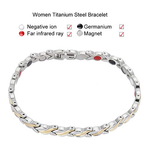 Pulseira magnética de aço de superfície de titânio suave, pulseira de corrente de cuidados de saúde