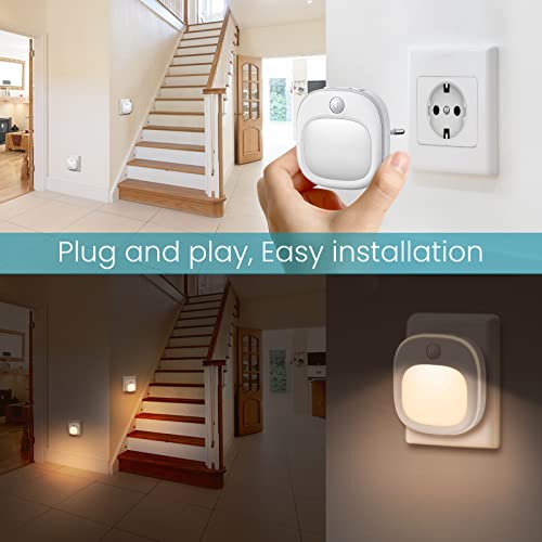 ANOPU Luz Nocturna Infantil, [2 Piezas] Luz Nocturna con Sensor de Movimiento Enchufable, 3 Modos de Temperatura de Color y Atenuación Continua, Luz LED blanca cálid para Baño/pasillo/Armario - imagen 6
