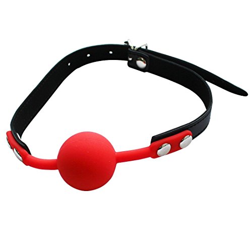 Iefiel Pu Leather Paly Buckle Belt Silicon Mouth Ball Open Breathable Mouth Gag For Men Woman (Red#2) #TOP1