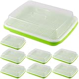 ZEONHAK 8 Pack Seed Sprouter Tray, BPA Free, Big Capacity Seed Germination Tray, Healthy Wheatgrass Seeds Grower with Lid for Growing, Bean Sprouts, Cat Grass, Wheat Grass, Mung Beans
