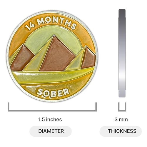 Image of The Achieve Mint 14 Months Sober Token | Fourteen Month Sober Chip | Non-AA Gift, Non-Religious Medallions for Men and Women Celebrating Sobriety