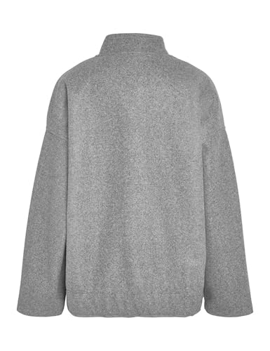 NOISY MAY Damen Jacke Oversize hoher Kragen Lange überschnittene Ärmel Fronttaschen, Farben:Grau-2, Größe:L