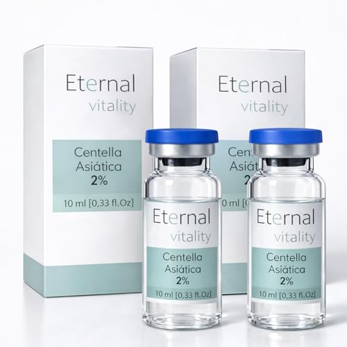 Centella asiatica 2%, Vial de 5 ml. Centella Asiática Antiestrias Reafirmante, Cicatrizante heridas piel, Hidratación y Prevención de Estrías (2 Viales)