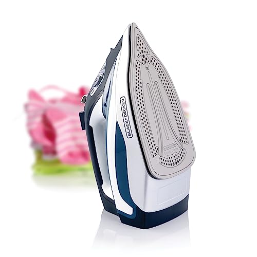 BLACK+DECKER Steam Iron,2400W Power,380ml Water Tank, Ceramic-Coated Soleplate, Anti-Drip, Anti-Calc, Auto Shutoff, Vertical Steam, Self-Clean, Steam Burst, 35g/min Continuous Steam,Blue-X2150-B5