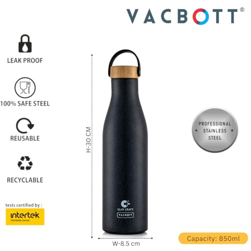 Image of CLAY CRAFT VACBOTT Yeti Double Walled|18 Hours Hot and 24 Hours Cold Vacuum Insulated Flask 850ml|Easy to Carry|Gym Bottle|Home|Kitchen|Hiking|Travel Bottle|BIS Certified|1Year Limited Warranty