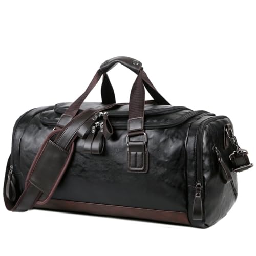 JSEIAJB Pu Leather Large Capacity Bag Men's Business Trip Duffel Travel Backpack Hand Bill Shoulder Duffel Bag