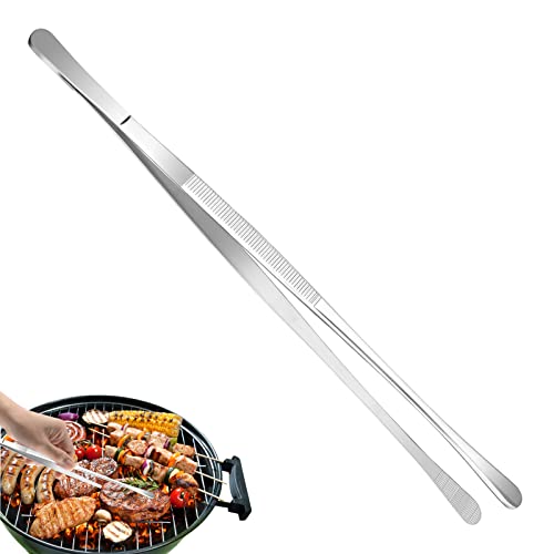 UKOFEW Pinzas de Cocina Acero Inoxidable, 30 cm Pinzas de Barbacoa, Pinzas de Cocina, Pinzas Barbacoa Largas con Puntas Dentadas, Para Barbacoas, Cocina (30cm)