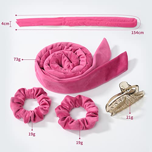 Heatless Curling Rod Headband, Heatless Hair Rollers For Long Medium Hair Overnight Lazy Hair Curlers To Sleep In, Magic Heatless Wavy Hair Styling Tools With Hair Claw And Scrunchies For Women, Rose #TOP5