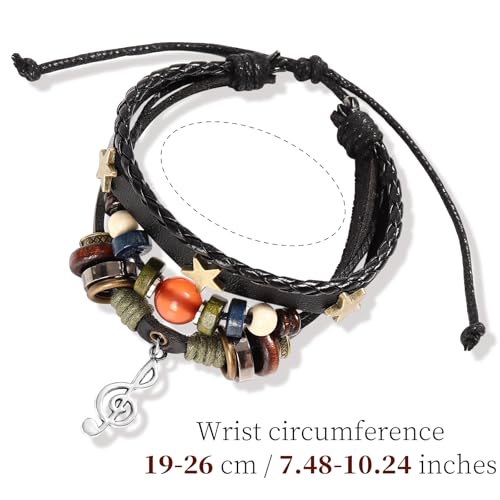 Fairy Grunge Bracelet,Leather Music Bracelet,Punk Bohemian Bracelets,Hippie Aesthetic Cuff Wrap Leather Bracelets for Women Men2