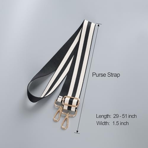 Image of chushui Wide Bag Strap Replacement Crossbody Shoulder Strap Adjustable, Classic Striped Preppy Vertical Stripe Woven with Gold Hardware 29-51 Inches for Purses Handbags Totes