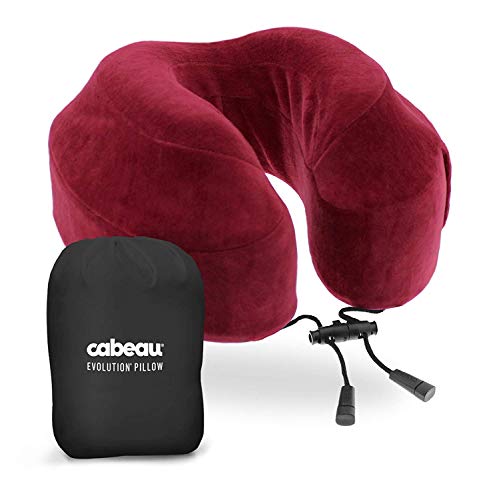 Cabeau Evolution Memory Foam Travel Pillow - The Best Neck Pillow with 360 Head & Neck Support - Red