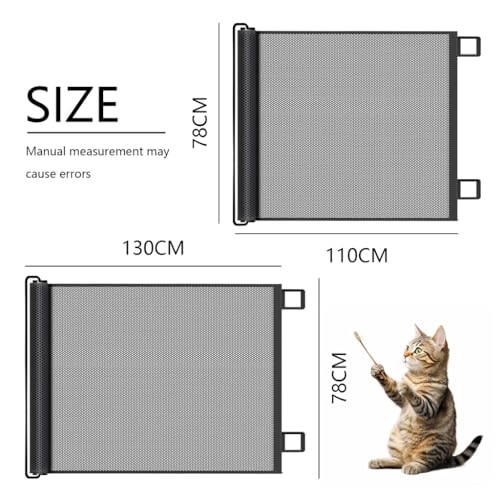 Treppenschutzgitter Türschutzgitter Ausziehbar, Baby Absperrgitter Schutzgitter Treppe für Kinder, Katzen und Hunde, Geeignet für Innen Außenbereich, 130 * 78cm