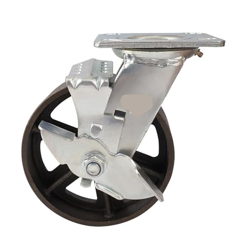 Roue de manutention 6 pouces fonte et frein latéral pour chariot logistique