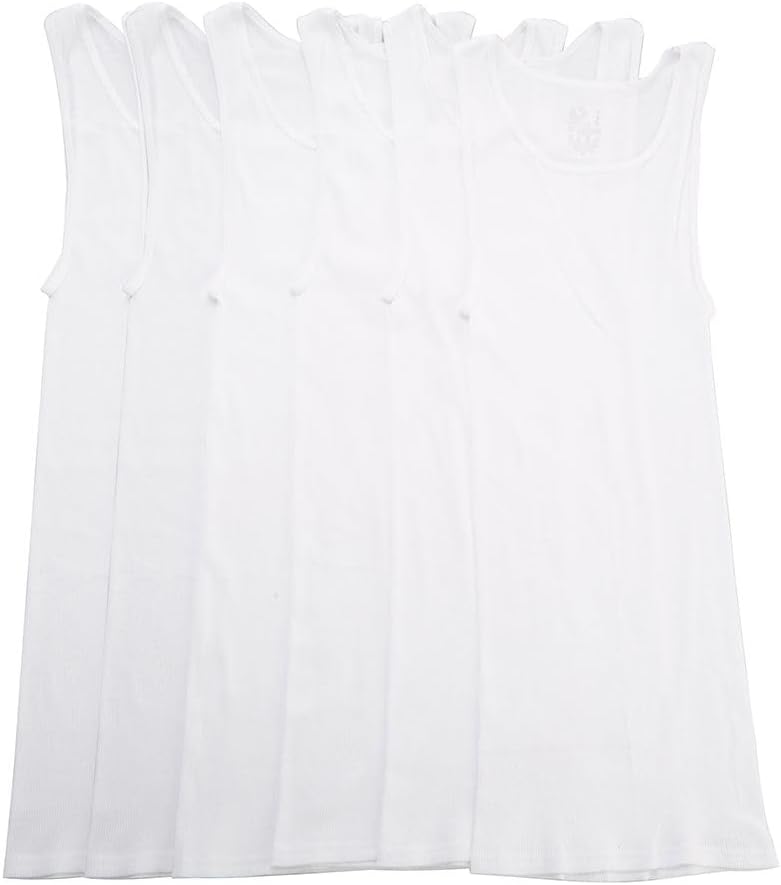 Mens 6 Pack Classic A-Shirts - White, Medium, Assorted