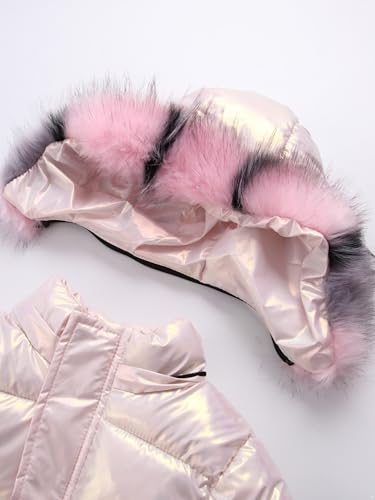 Chaqueta de invierno para niña con capucha desmontable y abrigo acolchado grueso 5