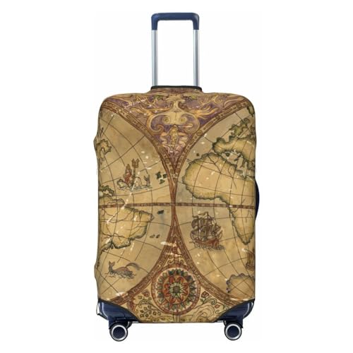 World Map1 Luggage Cover TSA Approved Stylish Dust and Scratch Resistant Luggage Case Protector Washable Elasticated Luggage Covers for Kids and Adults
