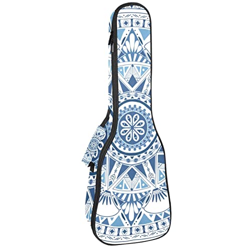 Housse ukulélé ténor et concert imperméable avec rembourrage de protection et motif bleu bohème