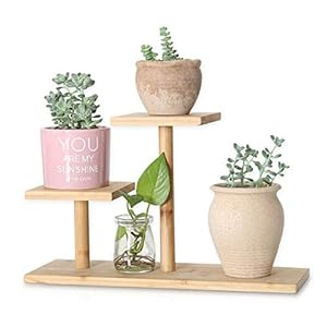 QUMENEY Bambus Mini-Tisch Blumentreppe
