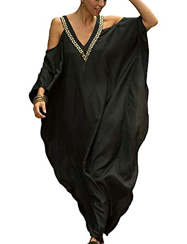 Orshoy Damen Baumwolle Kaftan Langes Kleid Maxi Strandkleid Bikini Coverups...