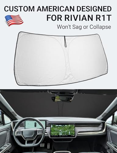Image of Proadsy Windshield Sunshade Custom for Rivian R1T 2022-2025 2026 Block Sun & UV Foldable 4-Layer Front Window Car Shade Protector Prime Accessories
