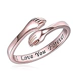 Hug Ring Sterling Silver Adjustable White Gold18K GoldRose Gold Plated Couple Hug Ring Hugging Rings for Women Mens Wedding Band Rings Wrap Around Rings Hand Ring Jewelry for Teen Girls Sizes 59