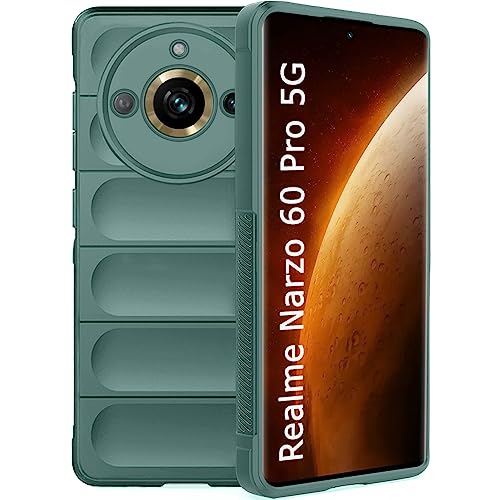 Image of TheGiftKart Liquid Silicon Back Cover Case for Realme Narzo 60 Pro 5G | Shockproof Military Grade Protection | Micro-Fibre Cloth On Inner Side | Anti-Slip Grip Realme Narzo 60 Pro Back Cover (Green)