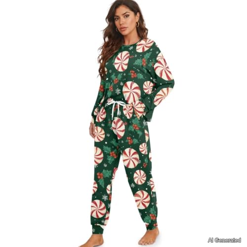 Image of Women's Pajamas Set Soft 2 Piece Loungewear Long Sleeve Pj Set Matching Sleepwear with Pockets for Women Plus Size