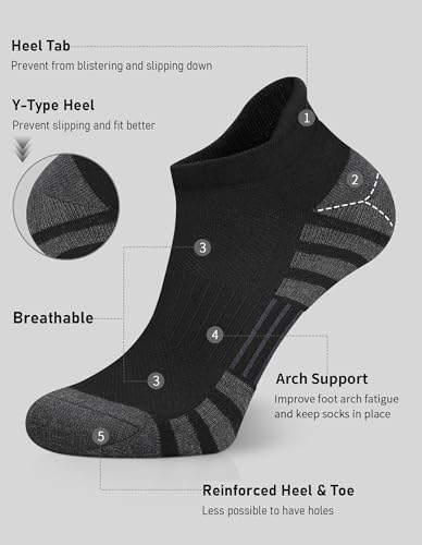 Airacker Ankle Athletic Running Socks Cushioned Breathable Low Cut Sports Tab Socks for Men and Women (6 Pairs)2