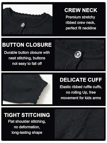 Image of Miipat Toddler Girls Cardigan Long Sleeve Bolero Shrug Kids Knit Sweater Cover Up Button Closure Cropped Tops